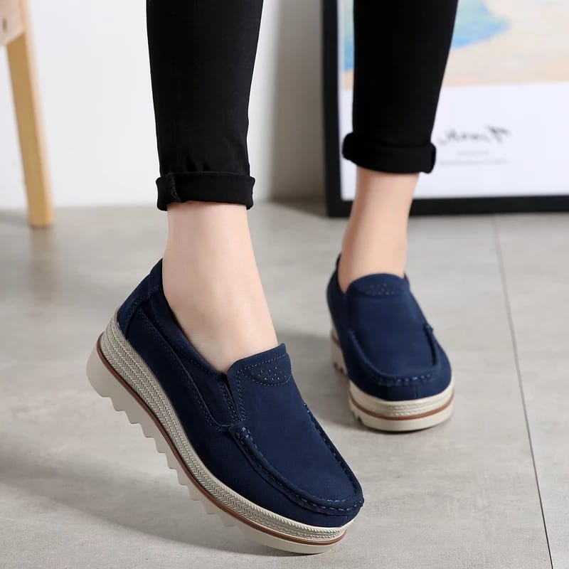 Sepatu Dari Karin sepatu wanita sepatu wedges kasual wanita suede sol 7cm KR-SW0034