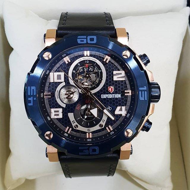 JAM TANGAN EXPEDITION PRIA E6769 BLUE ROSEGOLD ORIGINAL