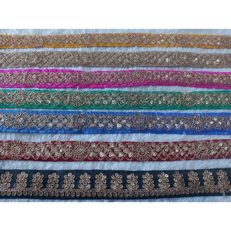 renda india kain payet benang gold