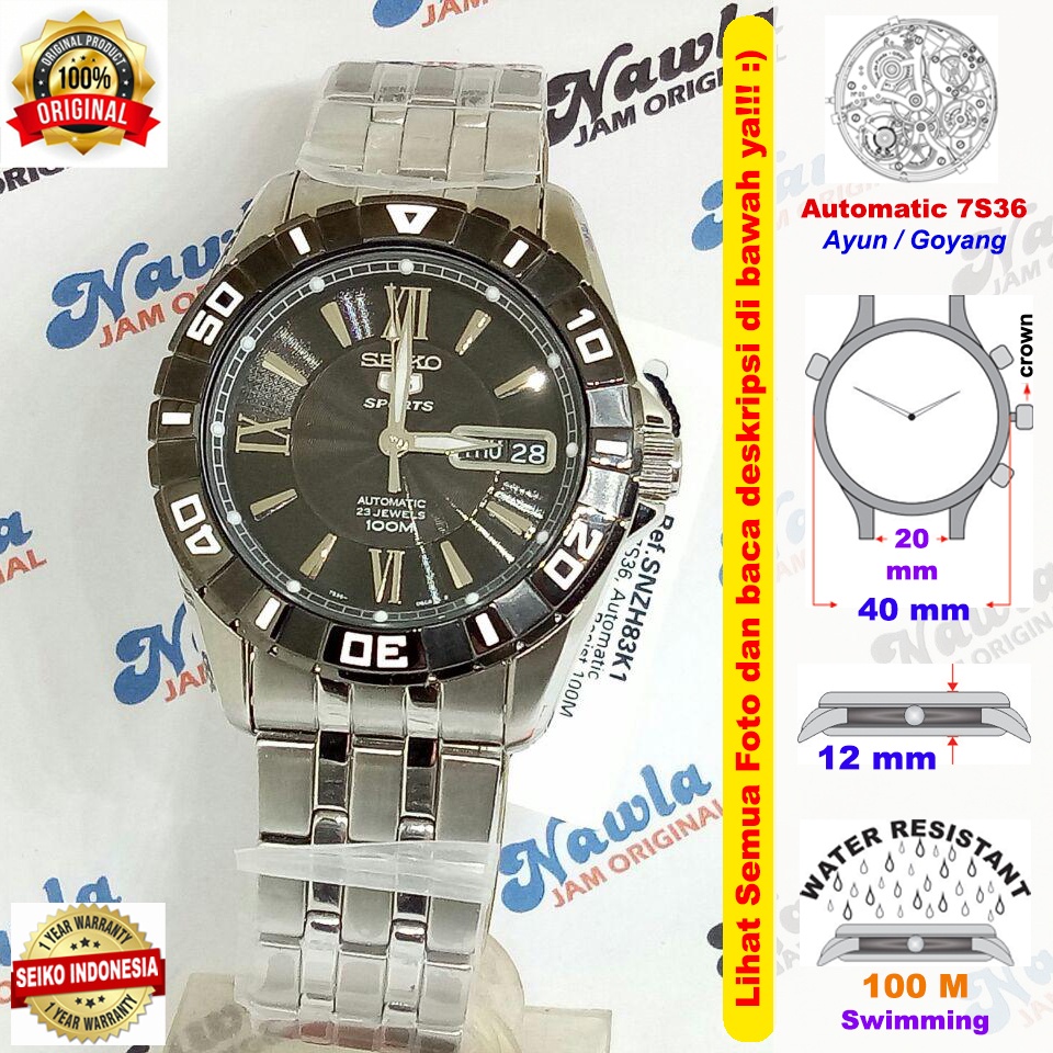 Seiko 5 Sports SNZH83K1 Automatic Black Dial - Jam Tangan Pria SNZH83