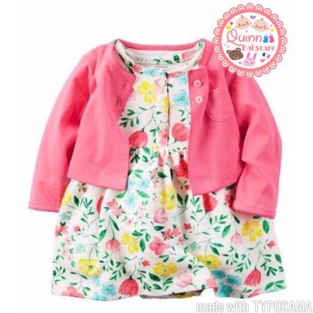 Dress Carter's Girl set 2 in 1 Spring Rose/ Romper bayi Carter's Girl set