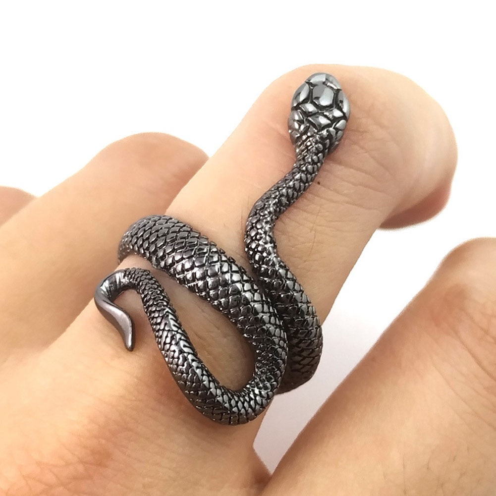 Retro Punk Snake Ring for Men Women Exaggerated  Opening Adjustable Rings