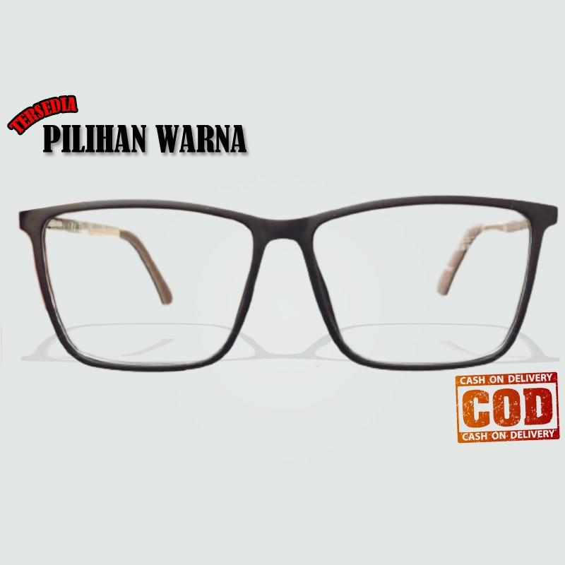 Kacamata Fashion Gaya Transparan Frame Kotak Hitam Gagang Multicolor Eye Glasses Unisek Frame Square