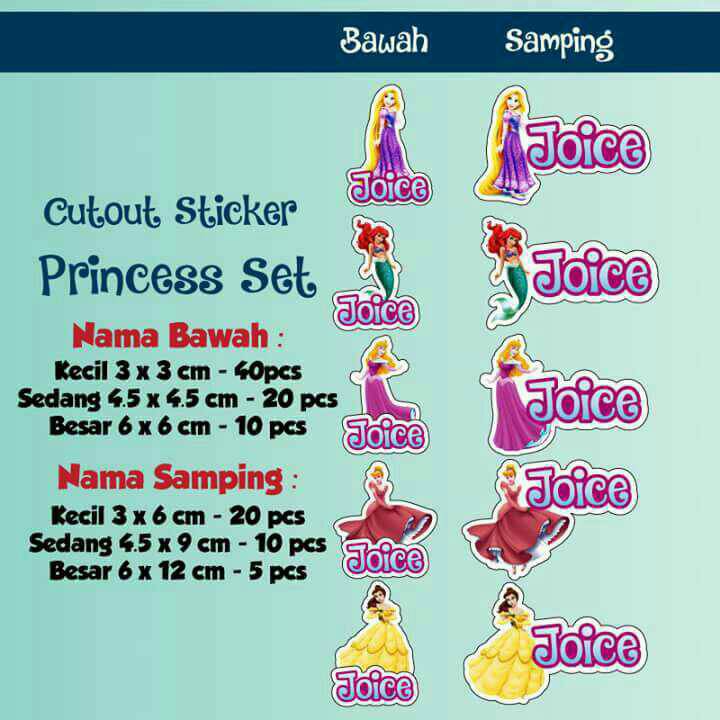 

Stiker Label Nama Waterproof Cutout Princess (Set)