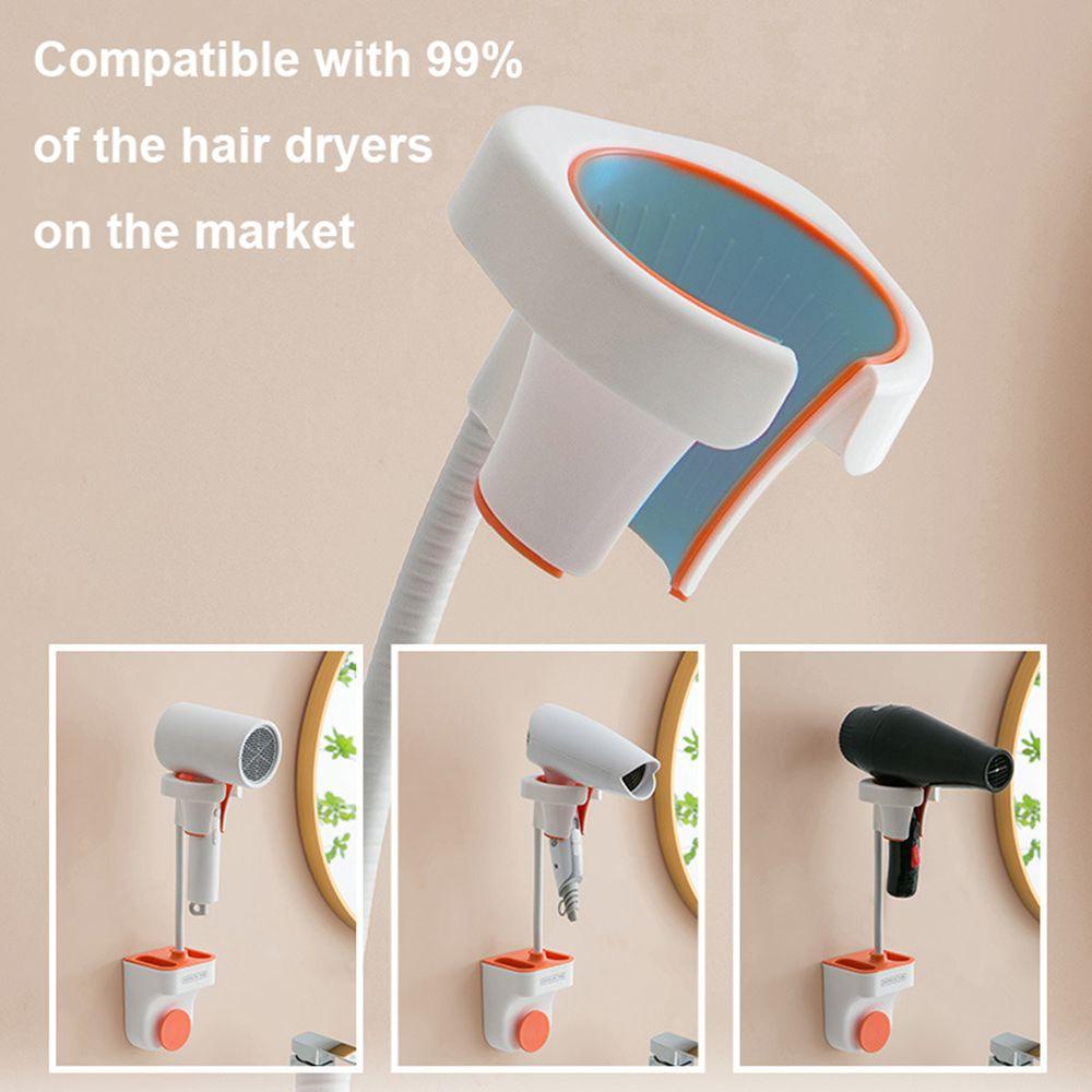 SOLIGHTER Household Shower Stand Home &amp; Living Washroom Storage Holder Hair Dryer Rack With Hook Bathroom Wall Mounted High Quality Adhesive Adjustable Angle Hairdryer Organizer Shelf/Multicolor