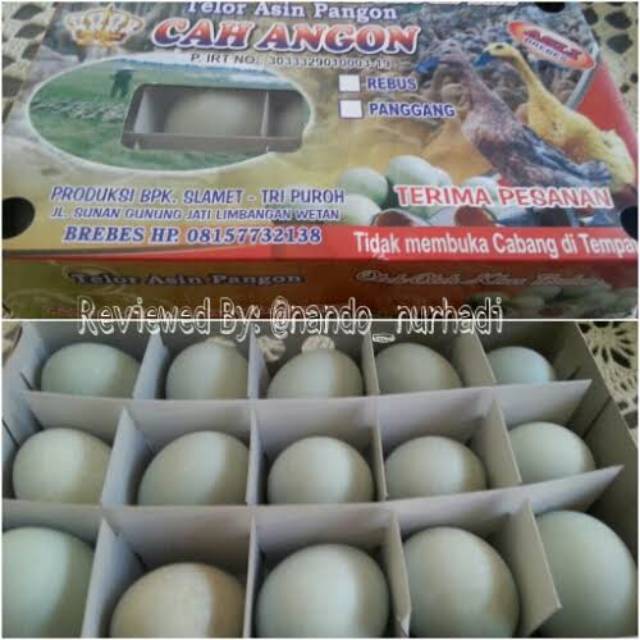 

Telur Asin / Telor Asin Brebes Merek Cah Angon