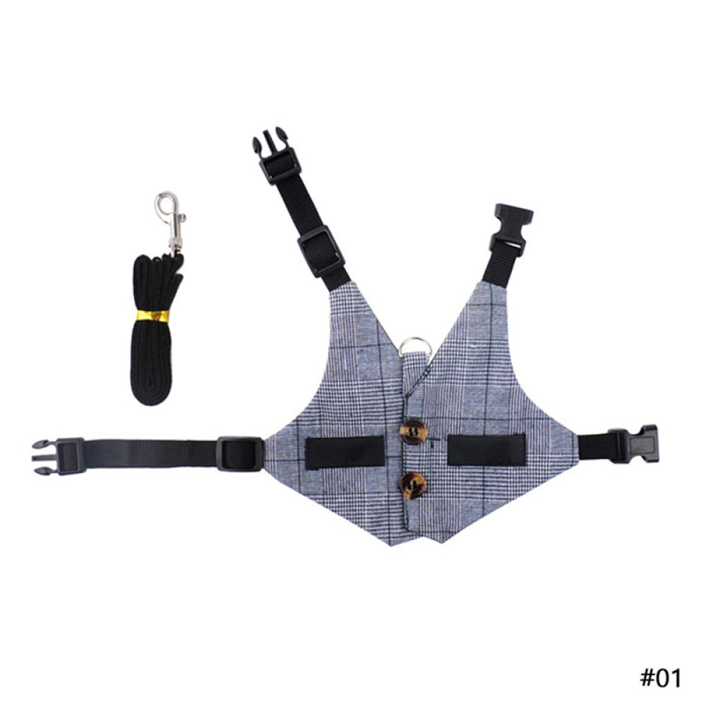 Timekey Rompi Harness + Tali Tuntun Kelinci / Kelinci Peliharaan Motif Kotak-Kotak Warna Abu-Abu C9Z6