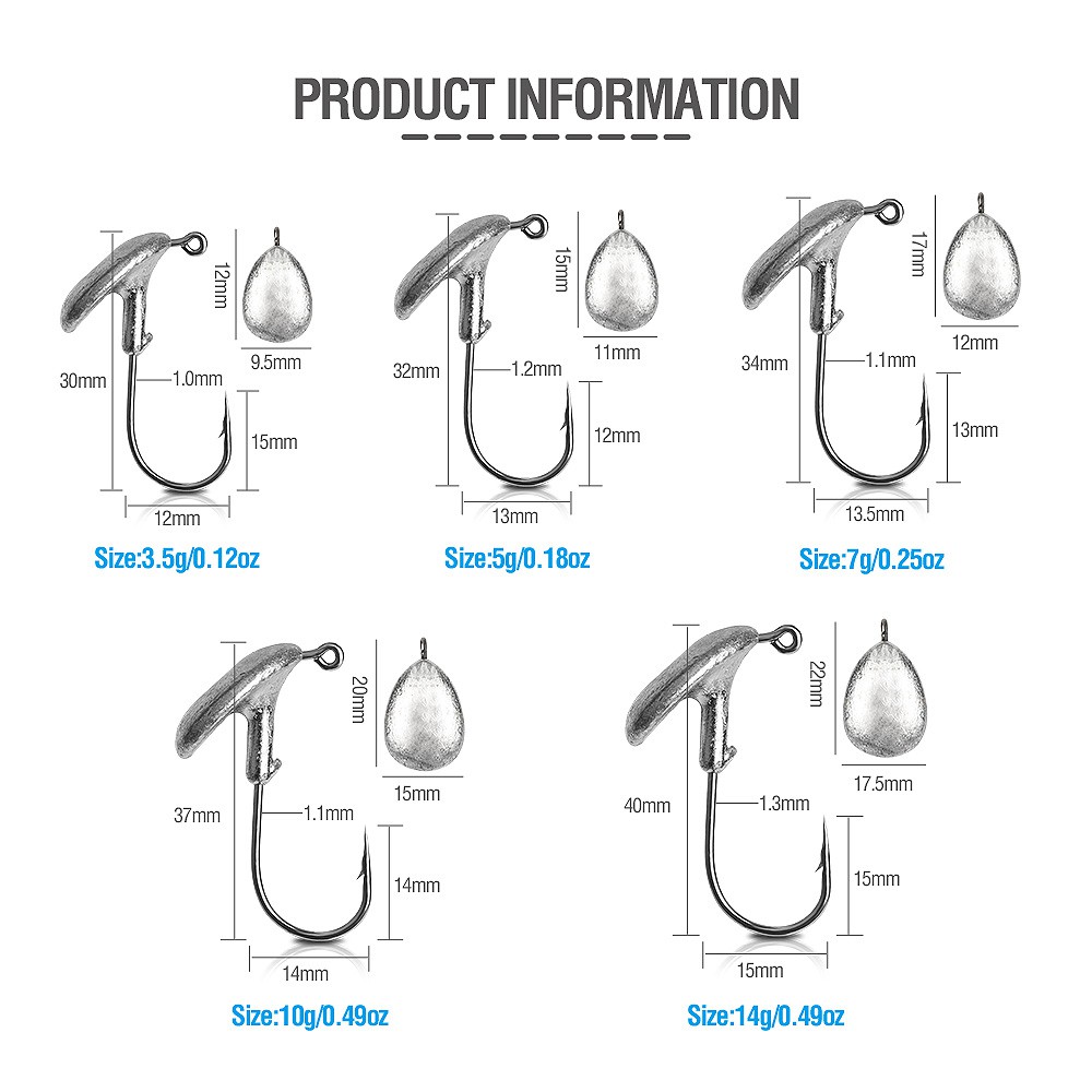 10pcs Kait Umpan Pancing Tumbler Lembut 3.5g / 5g / 7g / 10g / 14g