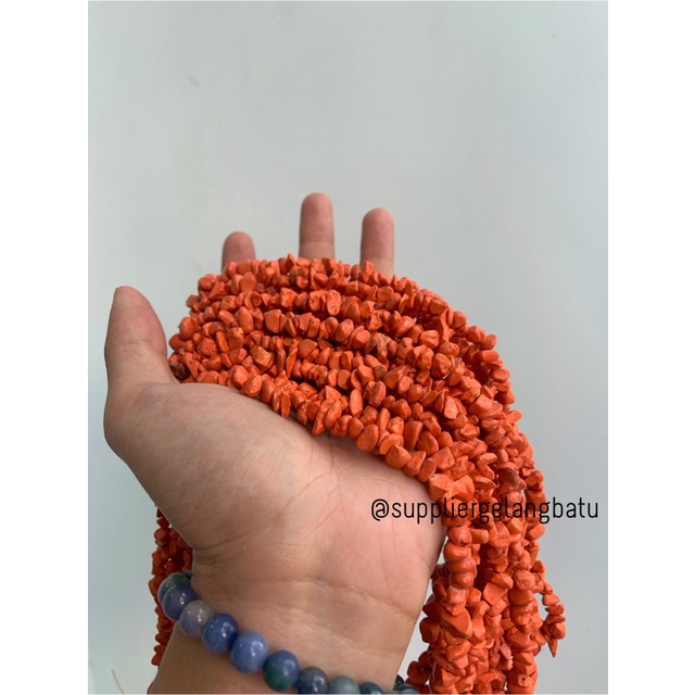 kerikil Batu alam orange turquoise pirus oren 1cm phyrus howlite craft