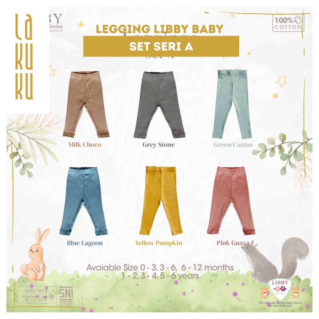 Lakuku - Libby Baby Celana Legging Bayi Anak seri Set A Unisex