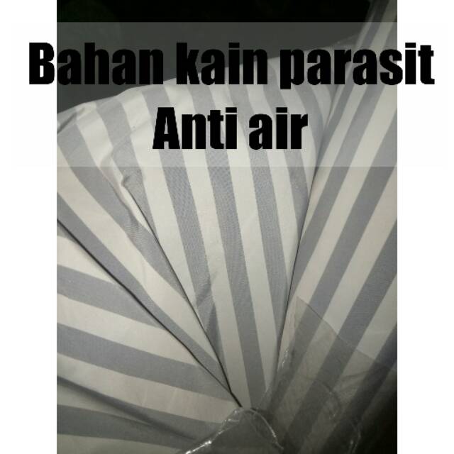BAHAN KAIN PARASIT PARASUT ANTI AIR MOTIF SALUR STRIP ABU /