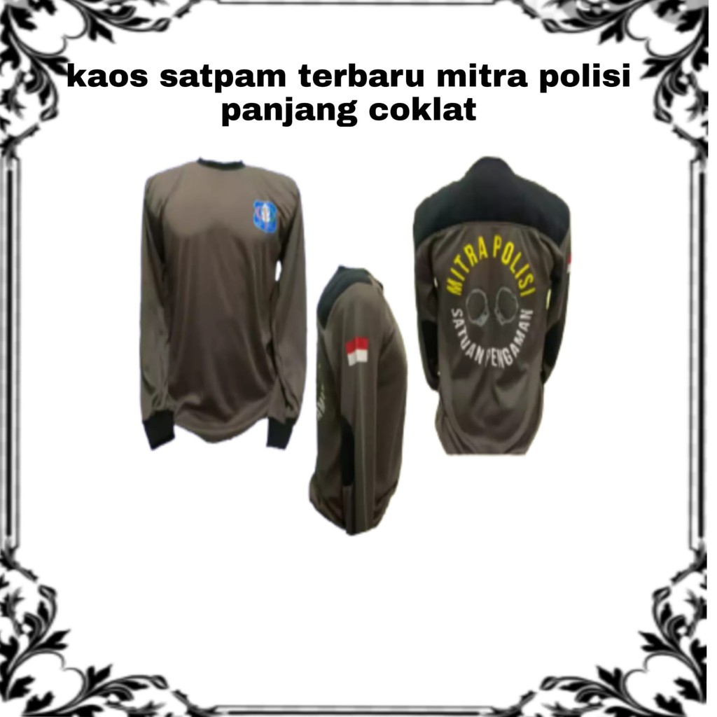 Mitra polisi Kaos Baju Seragam Satpam Security Keamanan Cokelat Lengan Panjang Murah Bandung
