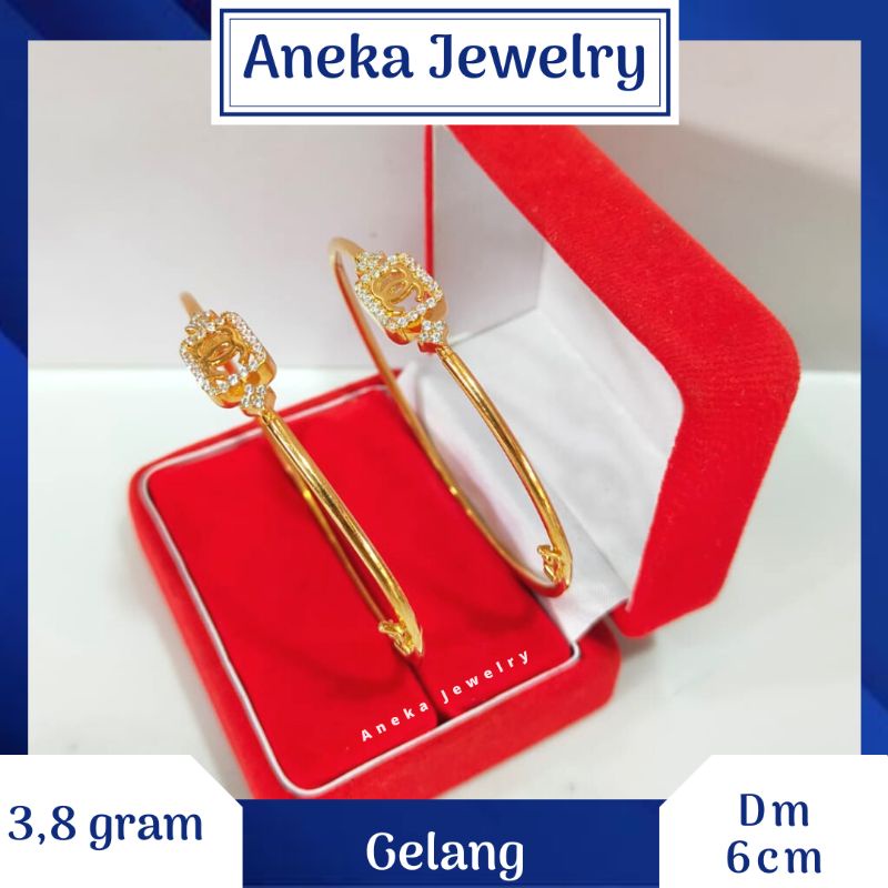 Gelang Pipa Fashion Kotak Cor Mata2, Perak 925, Lapis Emas Rosegold