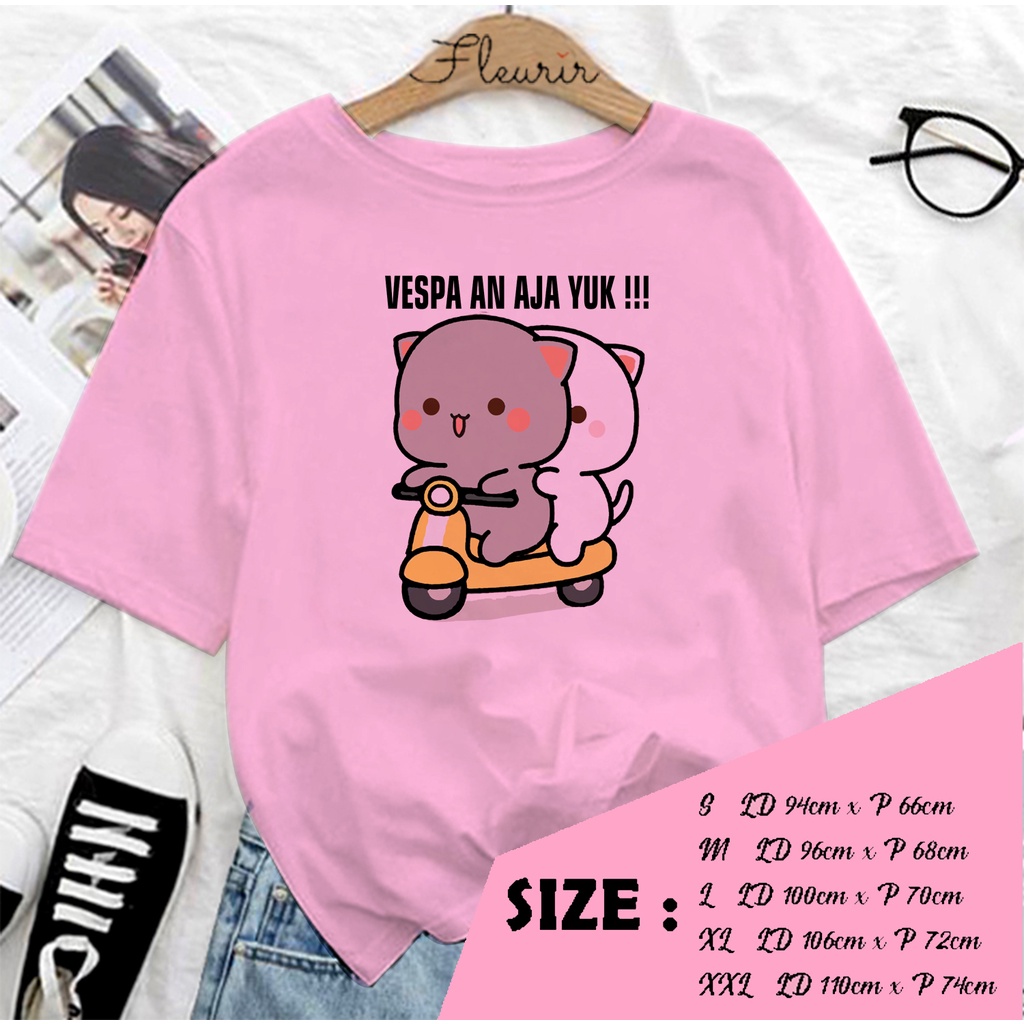 FLEURIR - KAOS PEACH VESPA AN WANITA PRIA REMAJA DEWASA UNISEX TSHIRT JUMBO