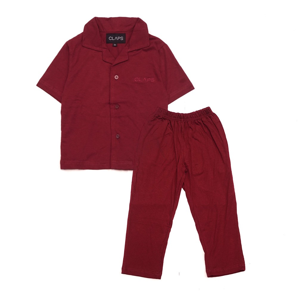 CLAPS -  Maroon Piyama Set (Baju Tidur Anak)