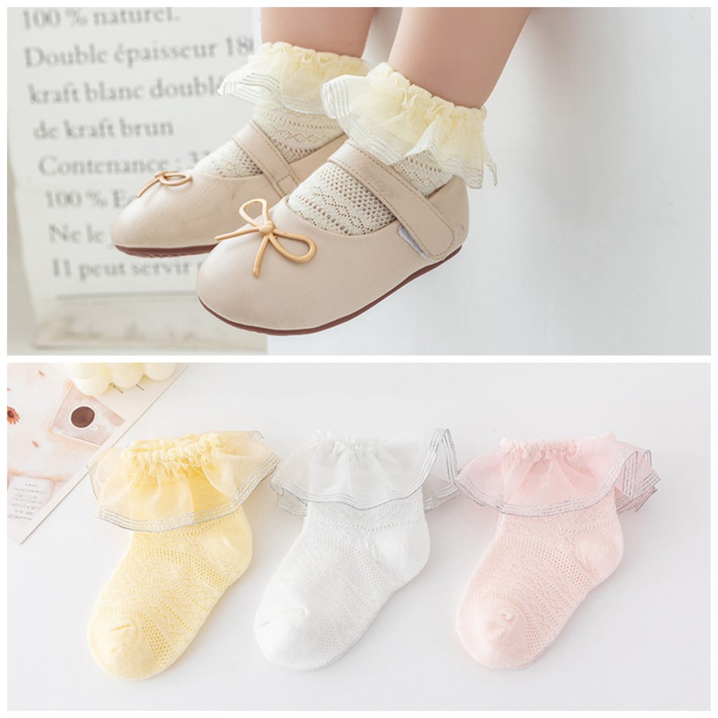 Plazababyku BEAUTY ANNIE Kaos Kaki renda Bayi Anak Perempuan Import Bahan Berkualitas 0 - 4 tahun