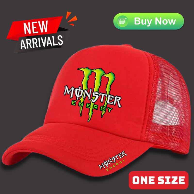 REAL PICTURE !!! TOPI JARING PRIA WANITA DESIGN MONSTER ENERGY LOGO FULL DTF PRINTING-1