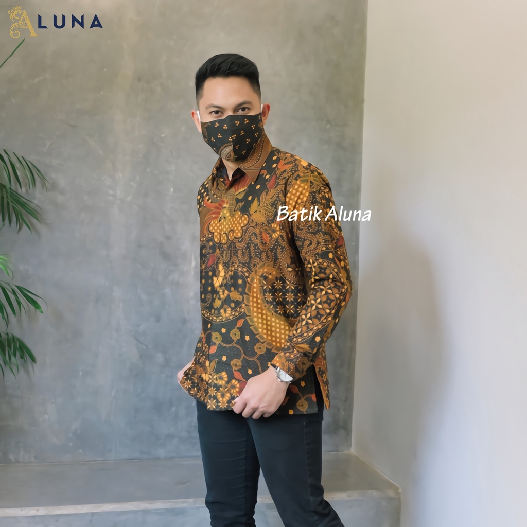 BAJU KEMEJA KONDANGAN BATIK SOLO PRIA LENGAN PANJANG PREMIUM REGULAR COWOK MODERN ALUNA PCW 090