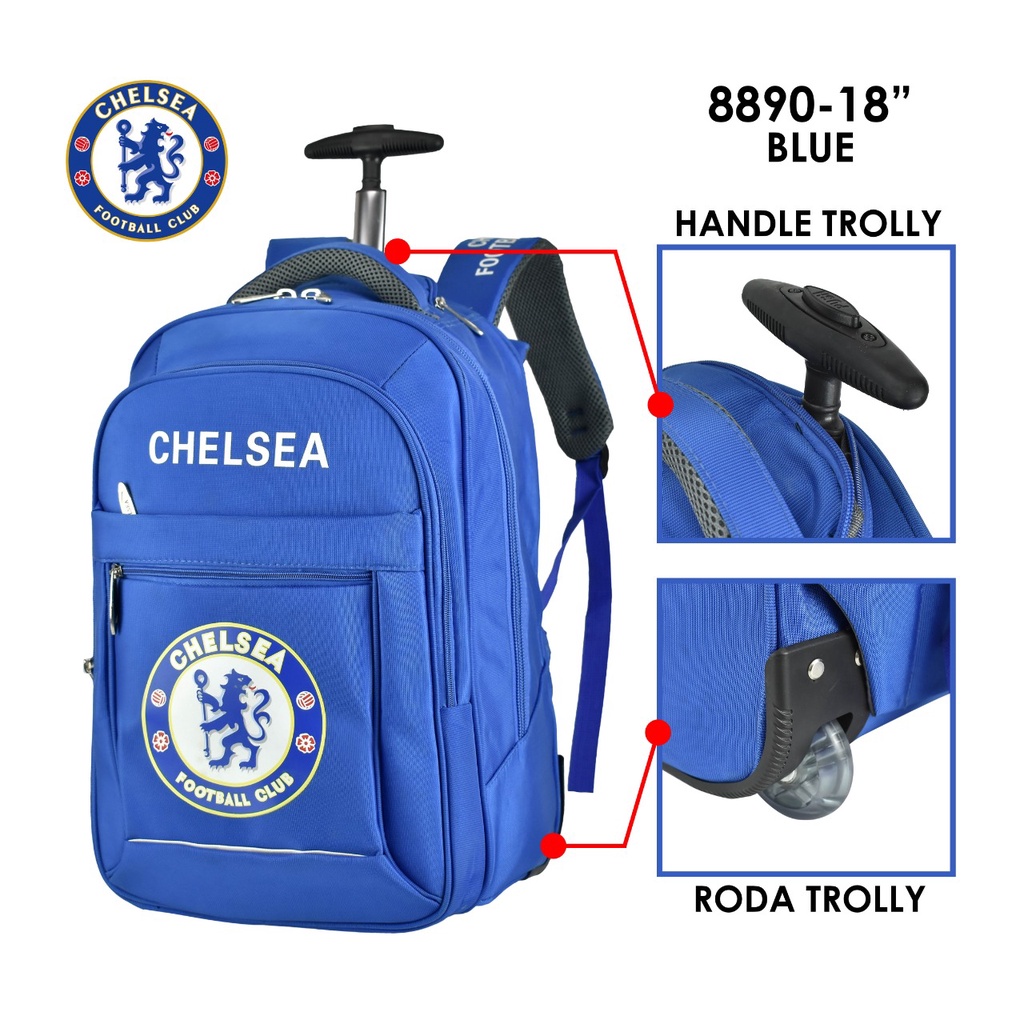 (RF) Ransel Trolly Bola 8880 Tas Bola Manchester,Madrid,Barcelona,Chelsea &amp; Ferrari