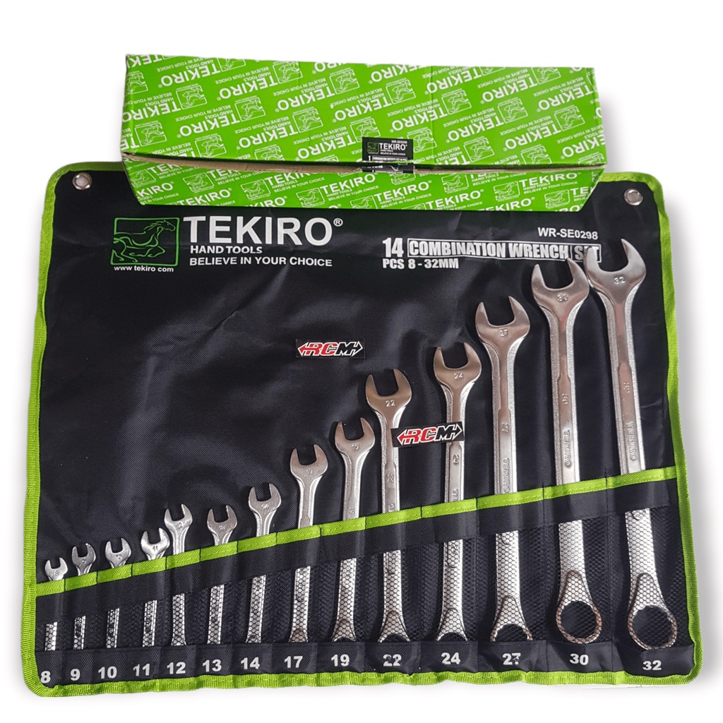 WR-SE0298 WR SE0298 KUNCI RING PAS SET KIT COMBINATION WRENCH SET 8-32MM 8 - 32 MM 32MM 14PCS 14 PCS 8 9 10 11 12 13 14 17 19 22 24 27 30 32 TEKIRO ORI ORIGINAL TEKIRO ASLI