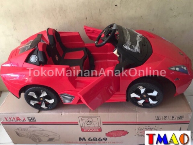 Mobil Aki Mainan Anak Lambrado Lamborghini PMB M6869 2 Anak Remote M 6869 Murah-2