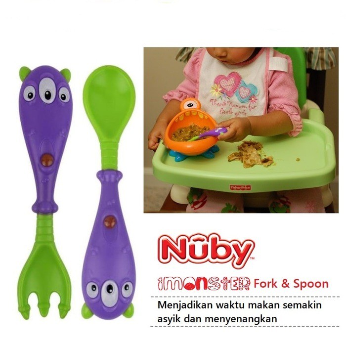 Sendok Nuby I-Monster Fork &amp; Spoon (12m+)