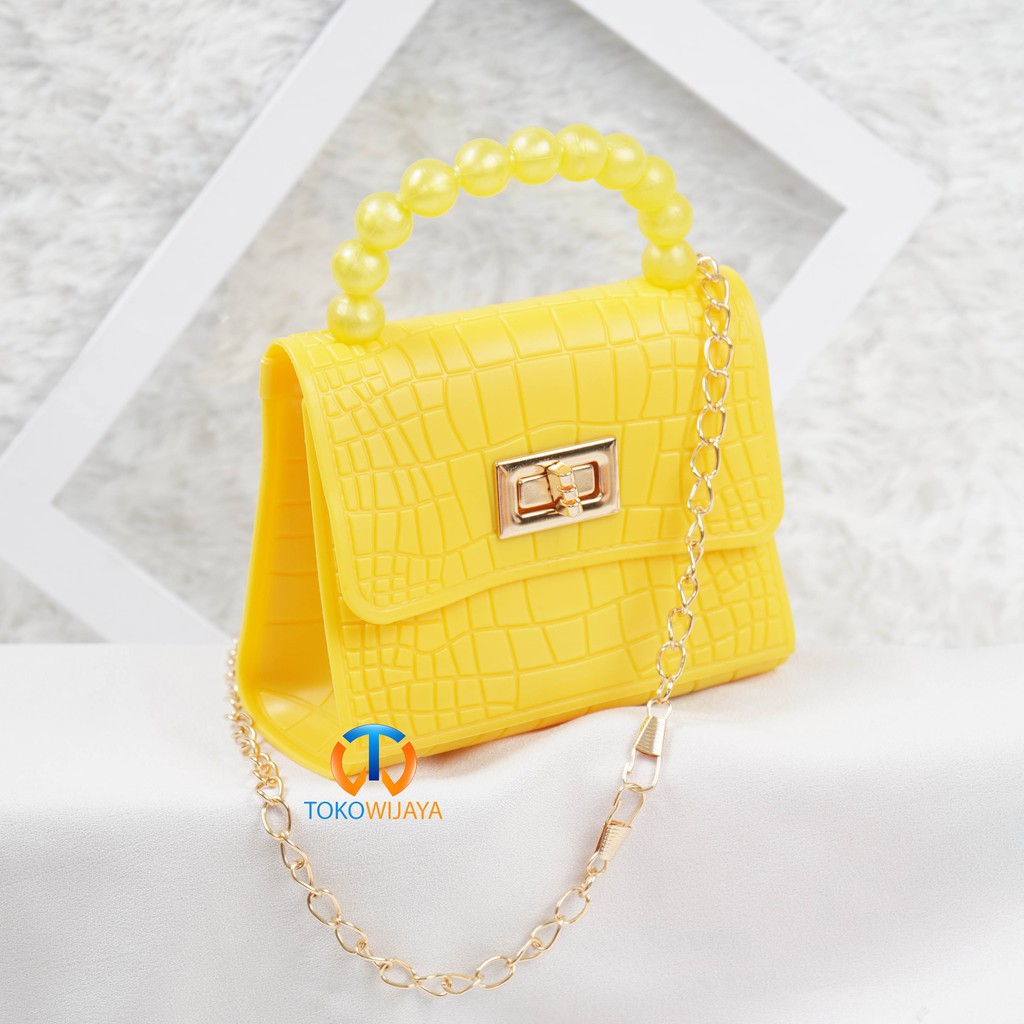 Tas Jelly Mini Croco Pearl Warna | Tas Jelly Mutiara Warna | Tas Jelly Mini Rubber