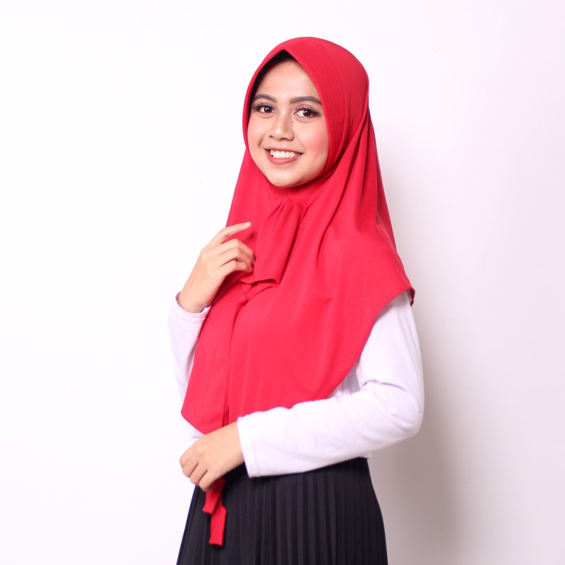 JILBAB MASKER / JILBAB INSTAN TERBARU ANRIA-Merah