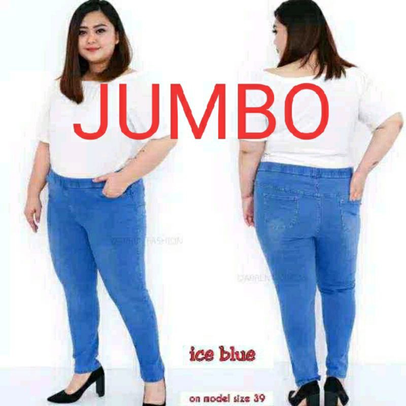 Jumbo / Celana Jumbo Wanita / Celana Jeans Tebal Melar Pinggang Karet