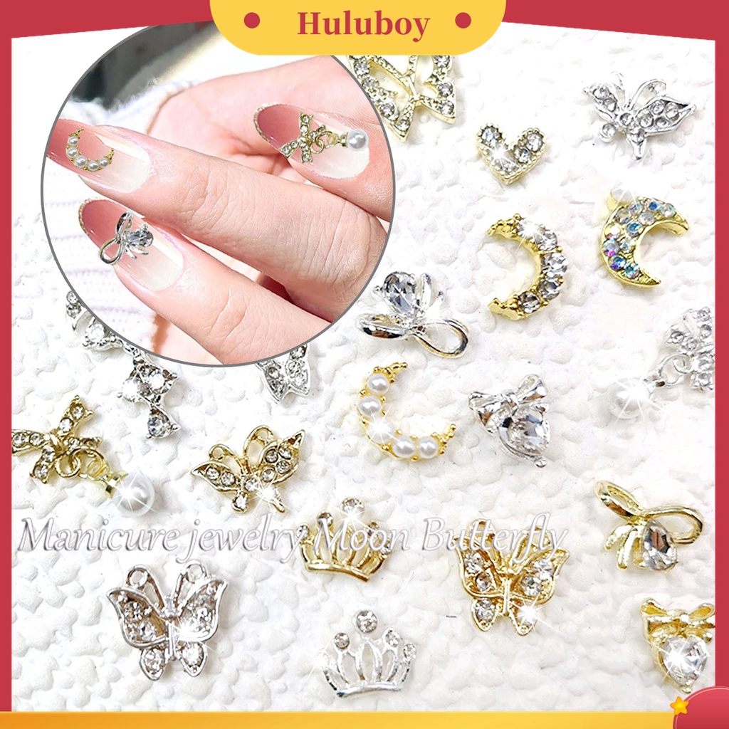 Huluboy Huluboy♡ 10pcs Charms Kuku 3D Desain Acak Untuk Salon Manicure