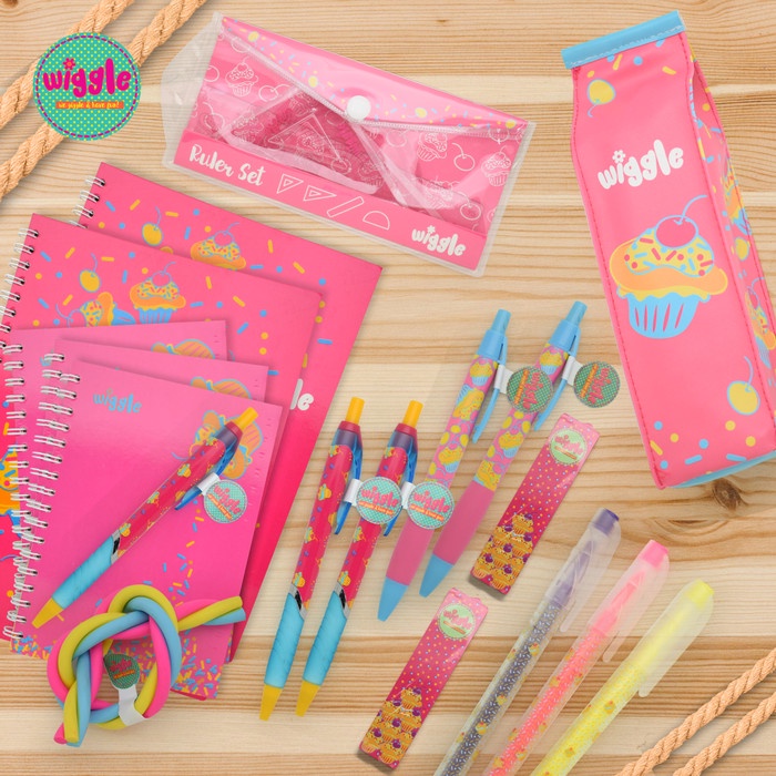 

tulis-alat-paket- paket sekolah / stationery / alat tulis 16 pcs wiggle design cupcake -paket-alat-