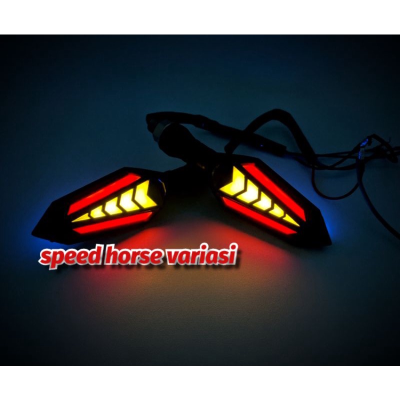 Sein motor LED Running 2 sisi Universal Vixion CB150 Megapro Versa Mx king R15 R25