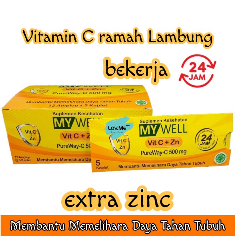 lov me❤ Mywell Vitamin C 500mg + zinc | my well vit c + zn 500mg |mywell vit c + zn  -1 BOX