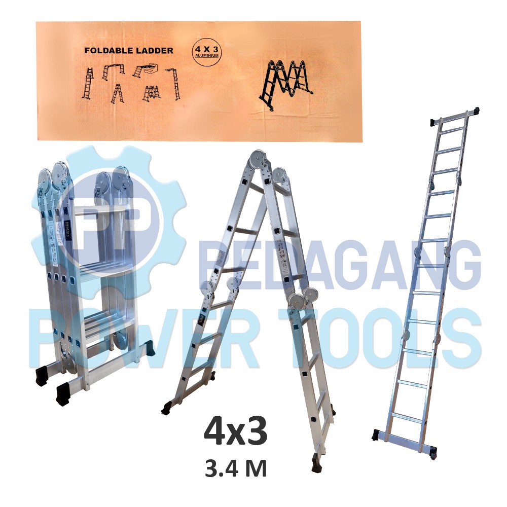TANGGA LIPAT A 3.4 METER MULTIFUNGSI ALUMINIUM DOUBLE LADDER 4 X 3