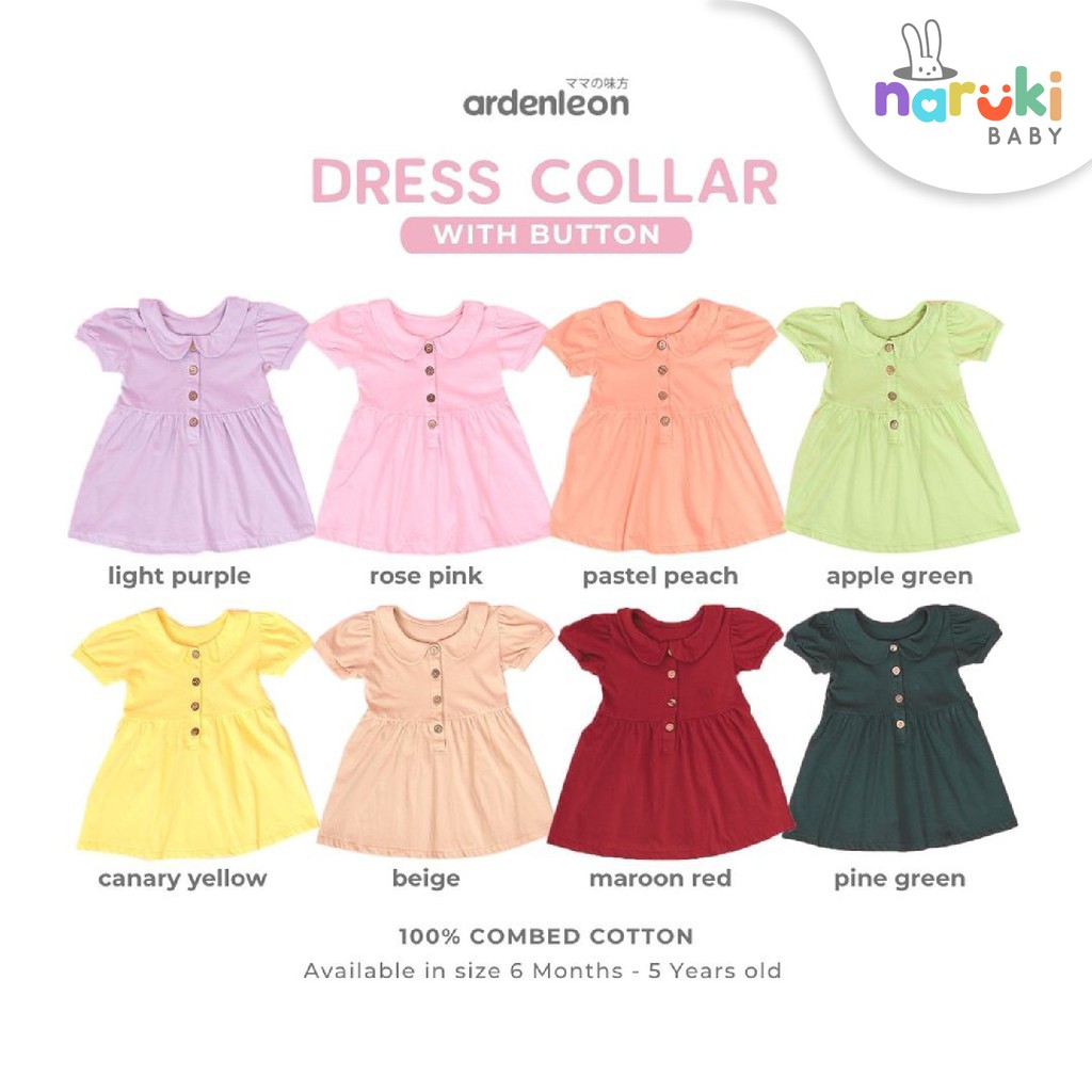 Ardenleon Dress Collar Button Arden Leon Gaun Anak Perempuan