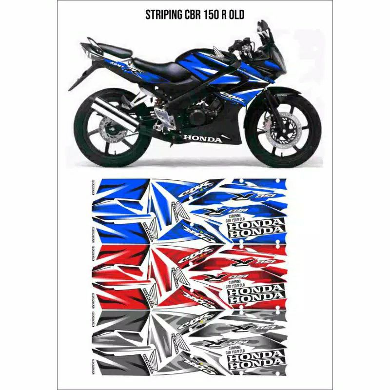 Sticker Striping Variasi Motif Ori Honda CBR 150 Thailand / CBR 150 Old / CBR 150 CBU