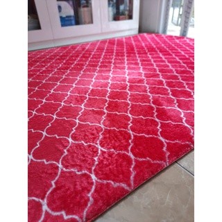 Karpet Busa FONIX Malaysia Bulu Super Lembut Anti Slip 100 X 150 Minimalis F158 CHERRY-2