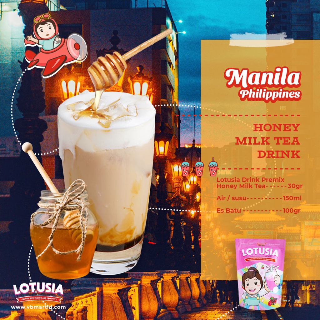 30gr Lotusia HONEY MILK TEA Drink Premix (TRIAL PACKAGE)