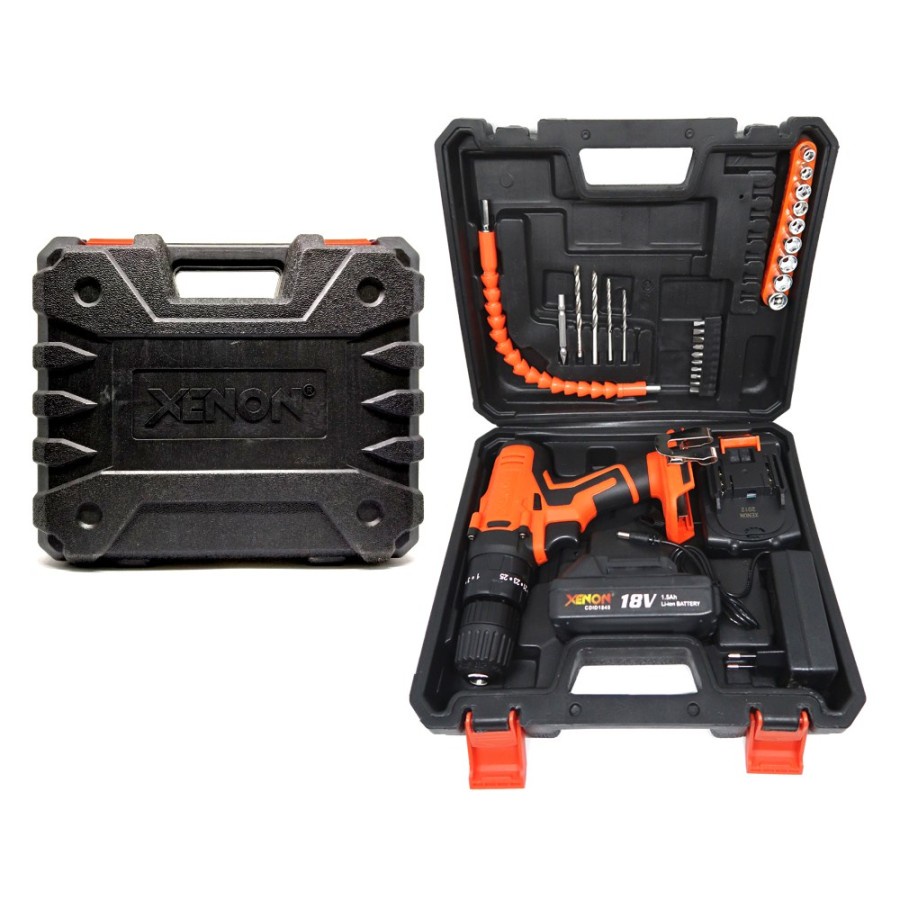 XENON CDID1845 Mesin Bor Beton 18volt Cordless Impact Drill including Accessories Set