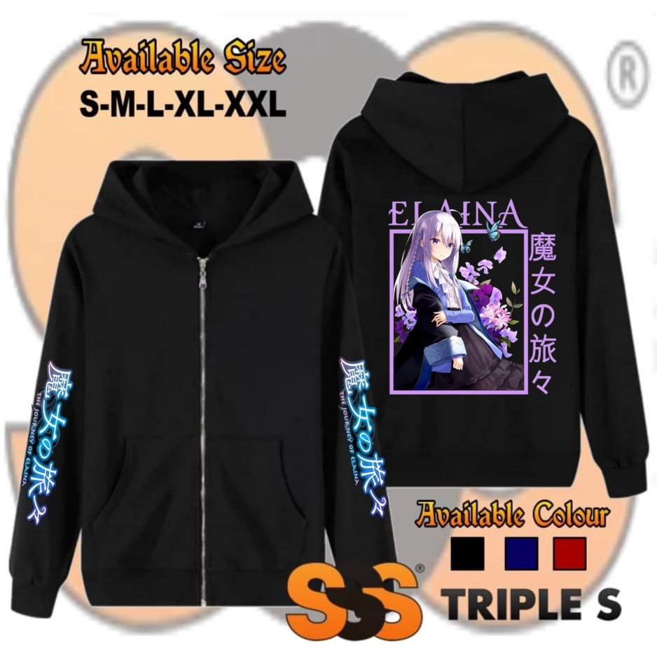 HOODIE ZIPPER ANIME MAJO NO TABITABI ELAINA JAKET RESLETING KARAKTER ANIME ELAINA