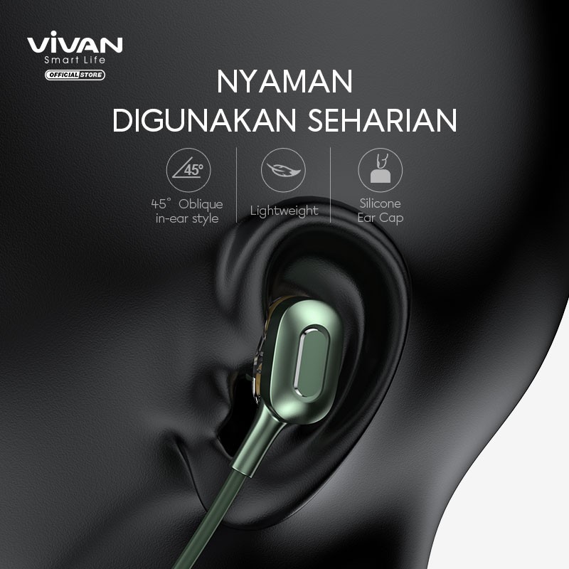 VIVAN Headset Bluetooth 5.0 Magnetic Bass Waterproof IPX4 Playtime 16 Jam Liberty N100 Garansi 1 Thn