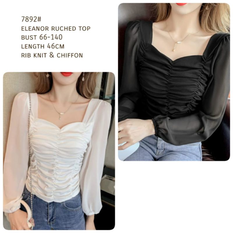 MDLV ~ 7892# Eleanor Ruched Top Atasan Blouse Korea Fashion import