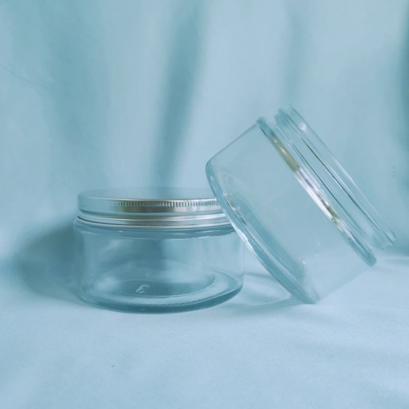 Topless Silver Short 220 ml Lid Alumunium / Toples Kaca Pendek Permen Dapur Bumbu