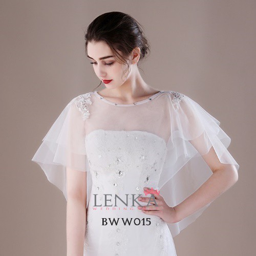 [SIAP KIRIM] BOLERO PENGANTIN WANITA MODERN PESTA RENDA PUTIH KOREA BWW015