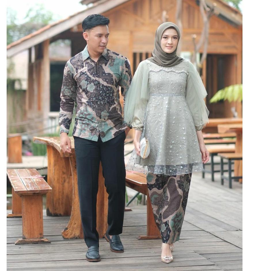 Terbaru.. TERBARU |  READY JUMBO  LUNA LAURA KINAN KEBAYA COUPLE BRUKAT TILE MUTIARA KEBAYA LAMARAN 