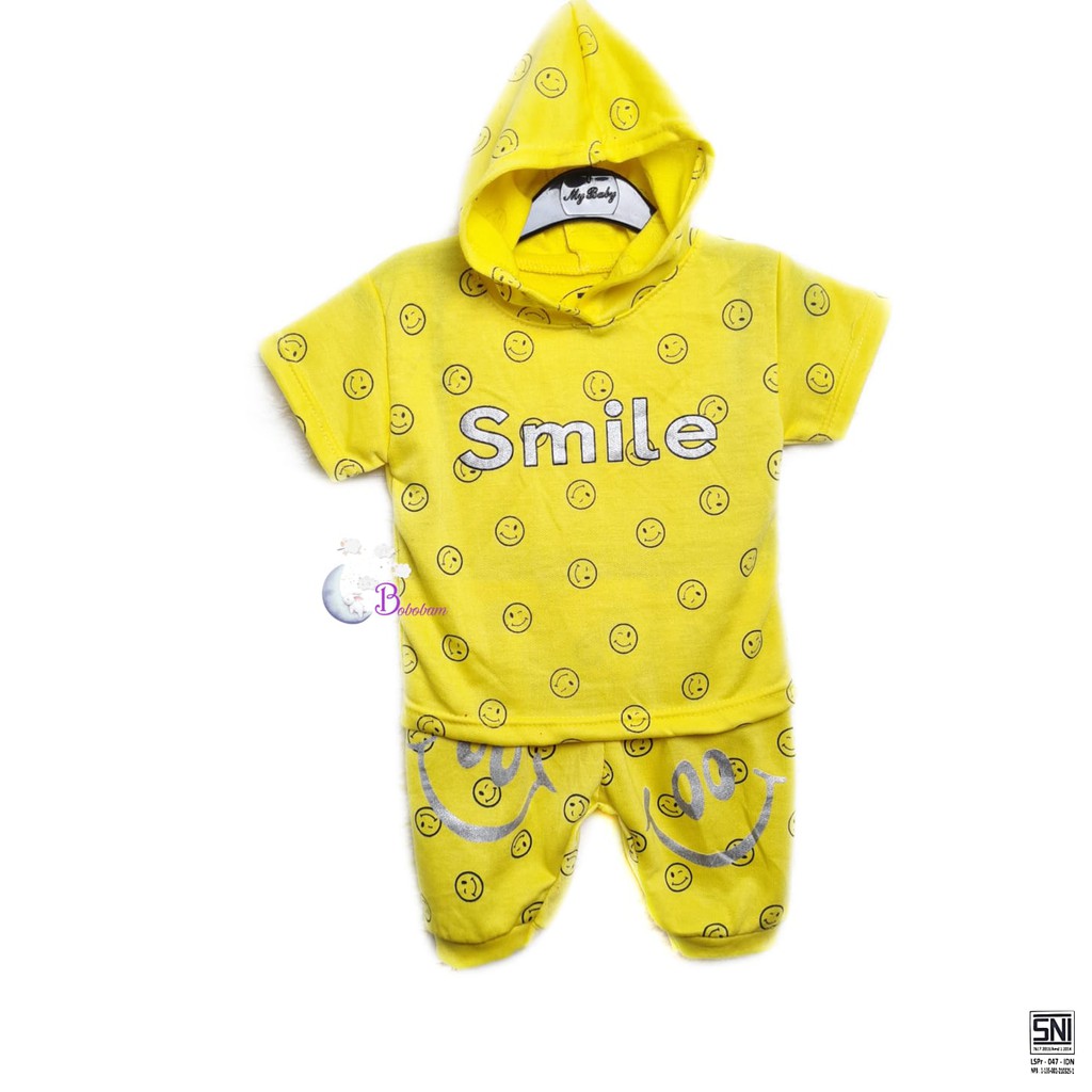 BOBOBAM BAJU BAYI LAKI LAKI  SETELAN ANAK COWO LUCU STELAN COWOK  6 12 BULAN  KEREN TRENDY KEKINIAN SMILE HOODIE UNISEX PEREMPUAN CEWE