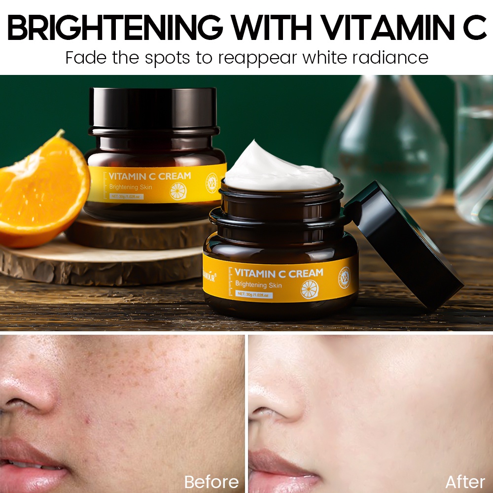 VIBRANT GLAMOUR Vitamin C Face Cream dan Serum Set Untuk Pelembab Wajah Pemutih Mencerahkan Mengurangi Flek Hitam Perawatan Kulit