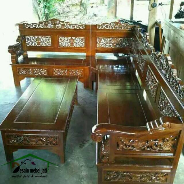 Kursi tamu sudut jati rahwana bagong