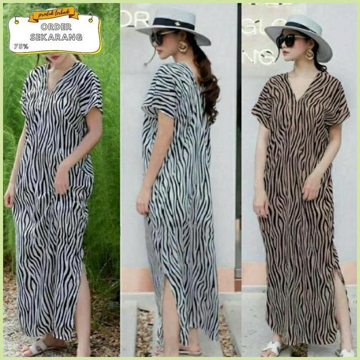 Sale HD GAMIS HONEY ZEBRA Maxi Dress Longdress Wanita Motif Zebra Termurah