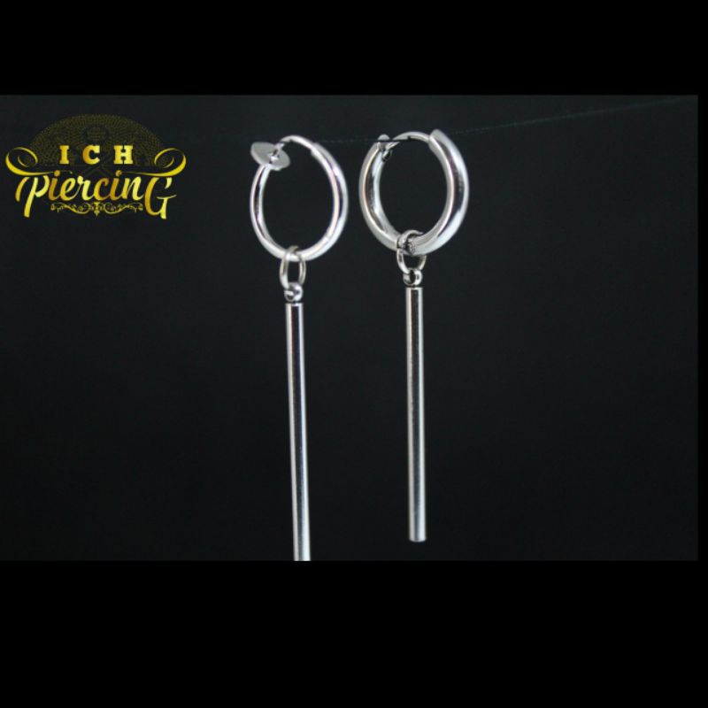 Anting hoop Batang Simple ala Korea stainless steel